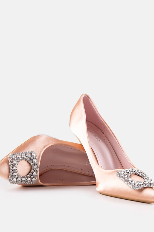 Beige satinierte Stilettos mit... Beige satinierte Stilettos mit...