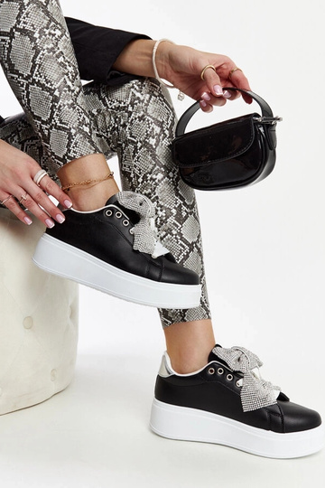 Schwarze Sneakers auf hohem Plateau Rensje 2