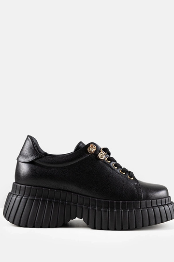 Schwarze Leder-Plateau-Sneakers Karino