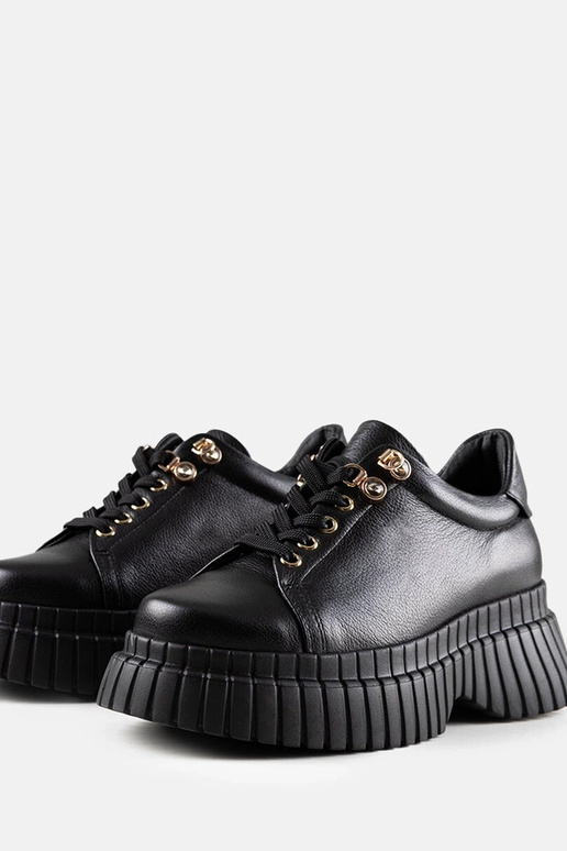 Schwarze Leder-Plateau-Sneakers Karino Schwarze Leder-Plateau-Sneakers Karino