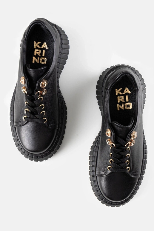 Schwarze Leder-Plateau-Sneakers Karino Schwarze Leder-Plateau-Sneakers Karino