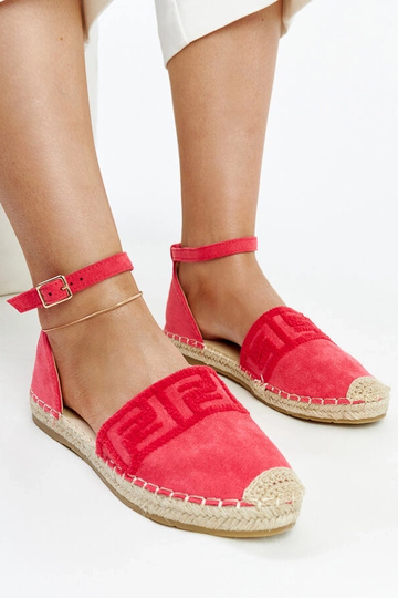Dunkelrosa Espadrilles mit dekorativer Stickerei Sonja