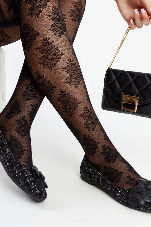 Schwarze Ballerinas mit dekorativer... Schwarze Ballerinas mit dekorativer...