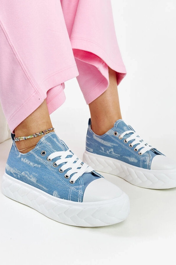 Blaue Sneakers mit hohem...