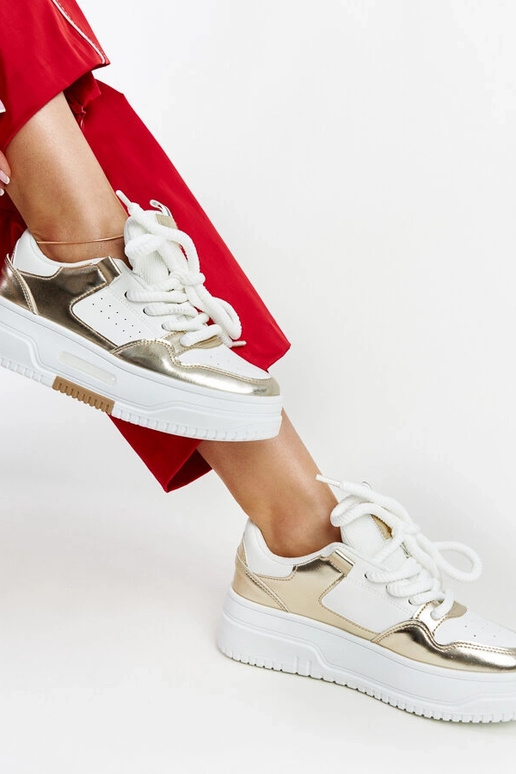 Weiße und goldene Farkas-Sneakers mit...