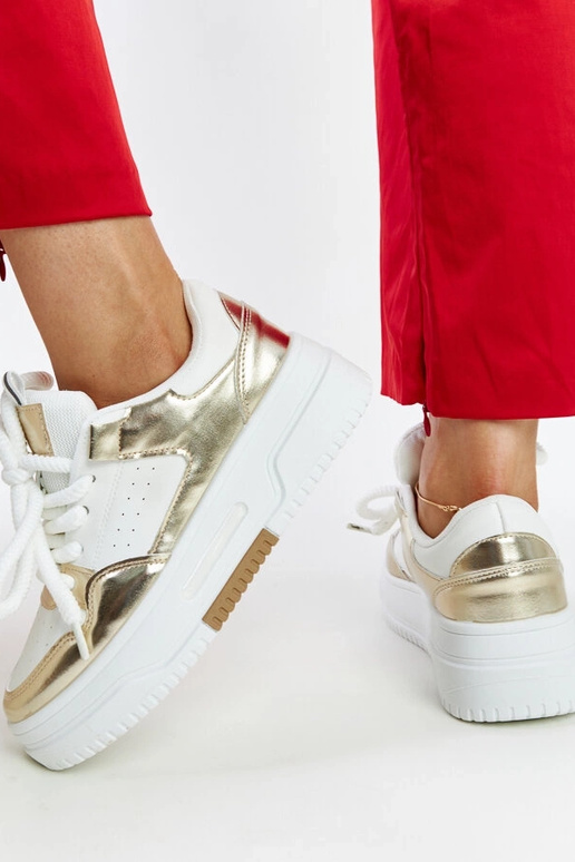 Weiße und goldene Farkas-Sneakers mit...