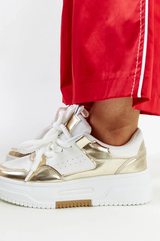 Weiße und goldene Farkas-Sneakers mit...