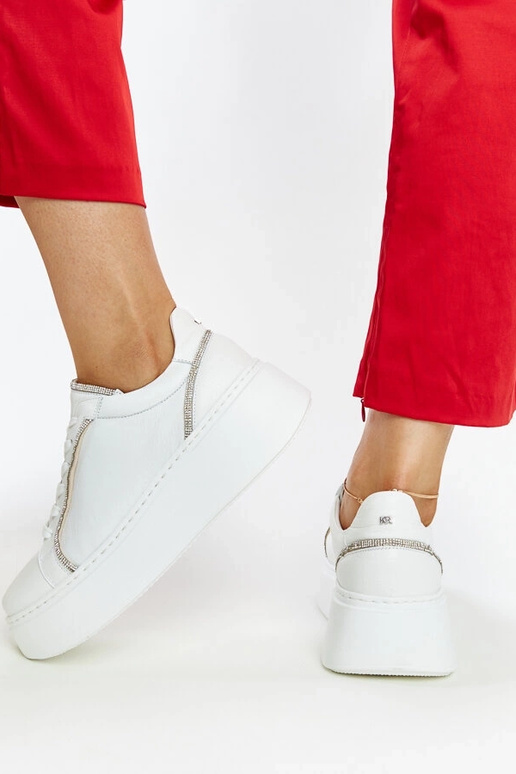 Weiße Leder-Sneaker mit Zirkonien Karino Weiße Leder-Sneaker mit Zirkonien Karino