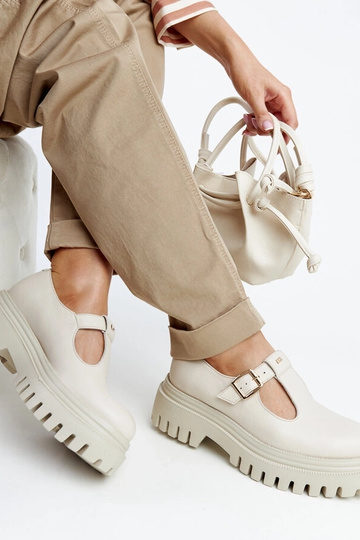 Beige Leder-Schnürschuhe Karino 2