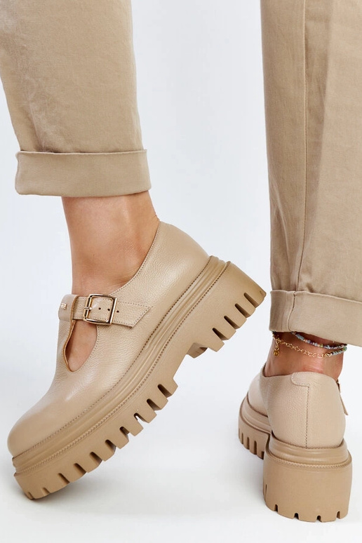 Dunkelbeige Leder-Schnürschuhe Karino Dunkelbeige Leder-Schnürschuhe Karino