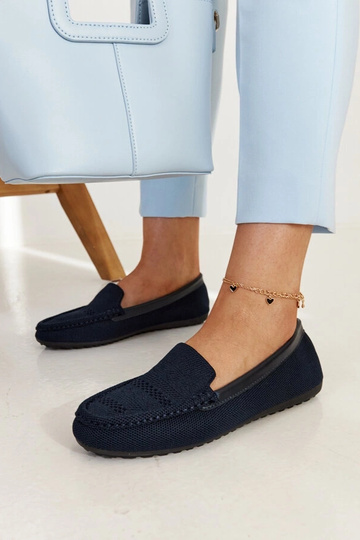 Marineblaue Stoff-Loafer... 2