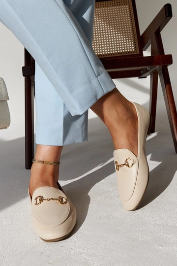 Beige Mokassins mit Schnalle Erminia 2