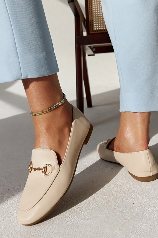 Beige Mokassins mit Schnalle Erminia Beige Mokassins mit Schnalle Erminia