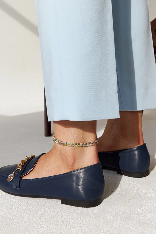 Marineblaue Scaletta-Loafer mit Kette