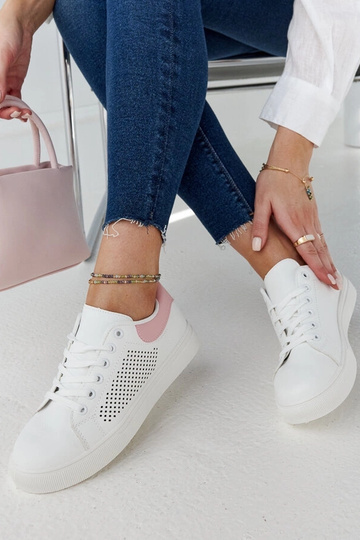 Weiße und rosa durchbrochene Sneakers Semhar