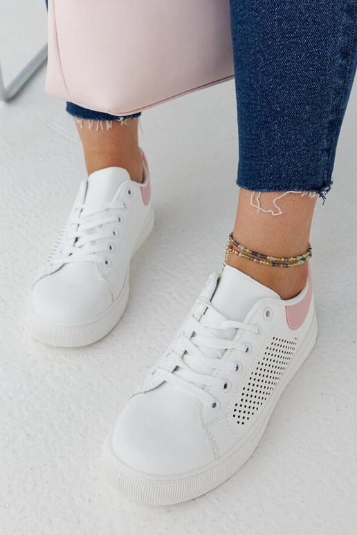 Weiße und rosa durchbrochene Sneakers... Weiße und rosa durchbrochene Sneakers...