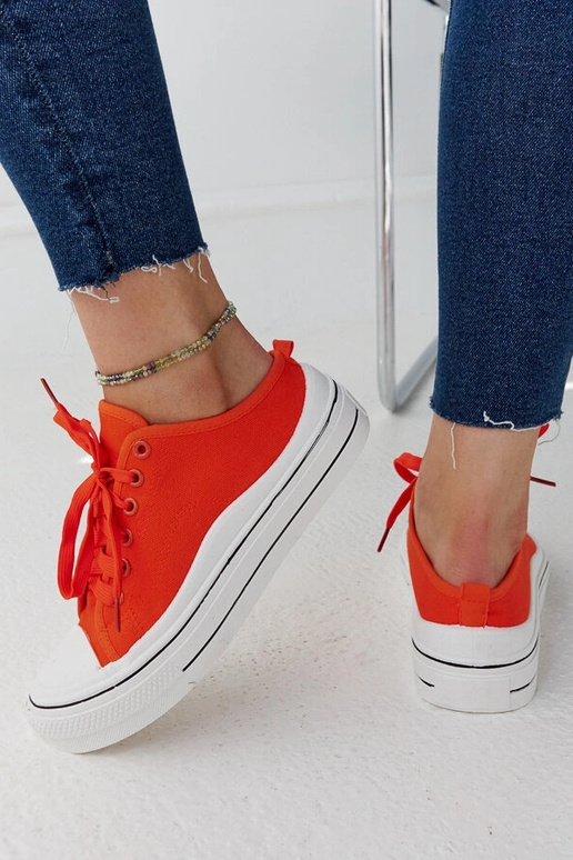 Orangefarbene Fiori Plateau-Sneakers