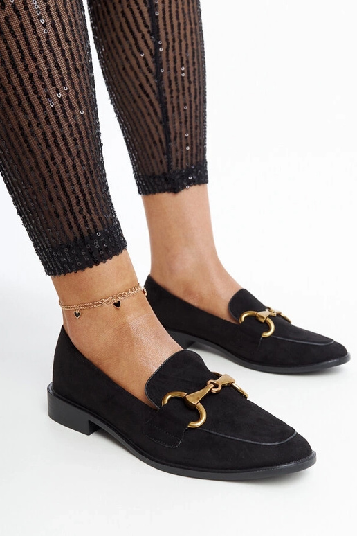 Schwarze Loafer mit Gibarti-Schnalle Schwarze Loafer mit Gibarti-Schnalle