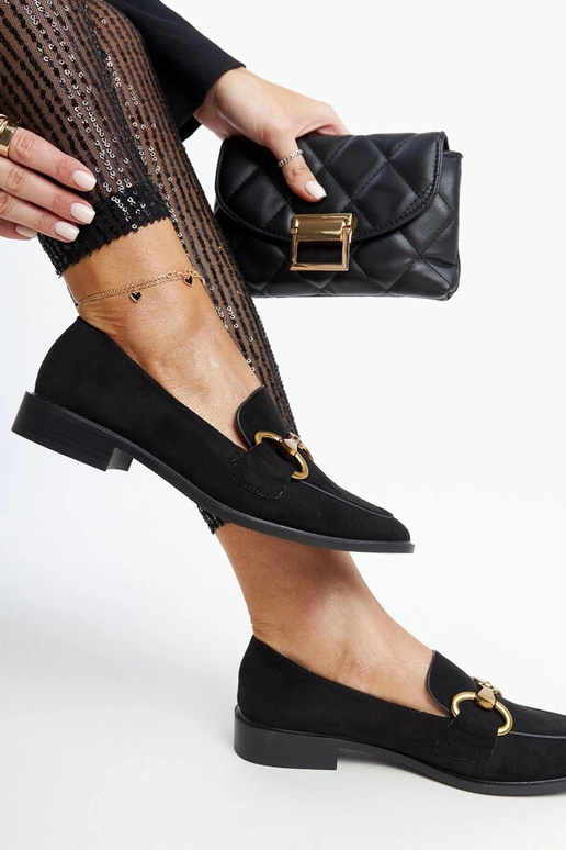 Schwarze Loafer mit Gibarti-Schnalle Schwarze Loafer mit Gibarti-Schnalle