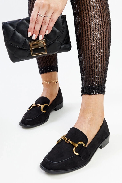 Schwarze Loafer mit Gibarti-Schnalle Schwarze Loafer mit Gibarti-Schnalle