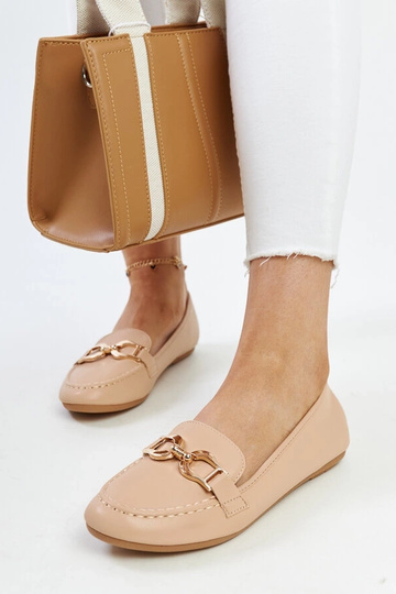 Beige Mokassins mit...