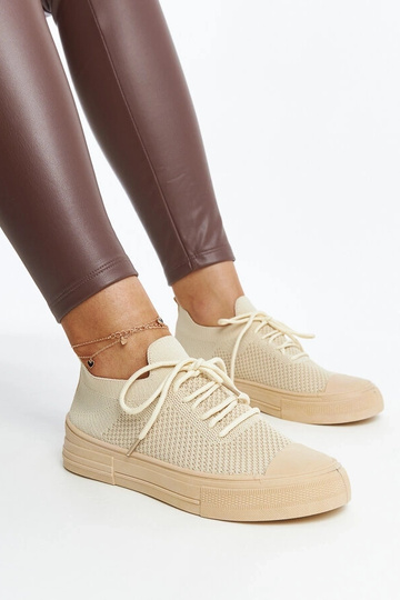 Hellbeige leichte Sport-Sneakers von Senaida
