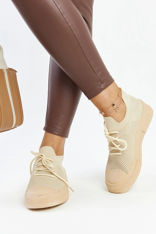 Hellbeige leichte Sport-Sneakers von...