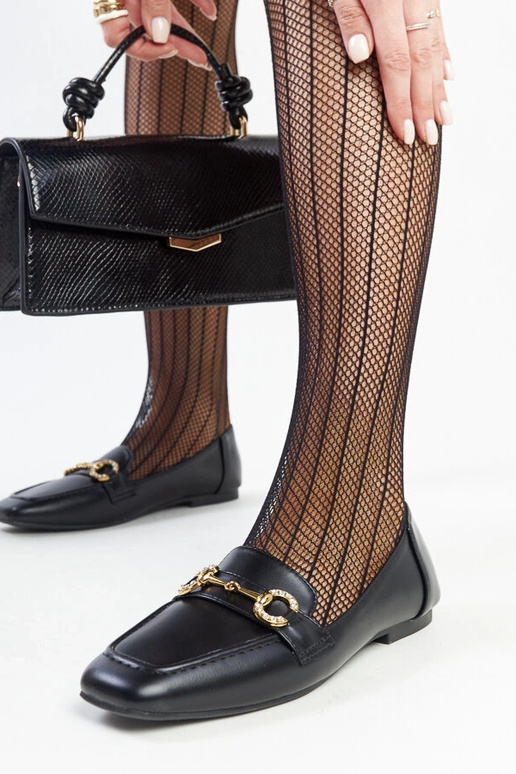 Schwarze Mokassins mit Areebah-Schnalle Schwarze Mokassins mit Areebah-Schnalle