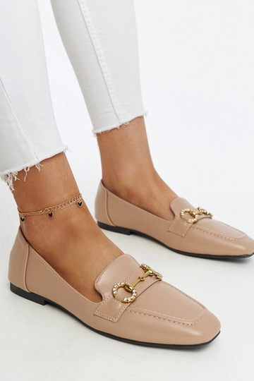 Beige Mokassins mit Areebah-Schnalle