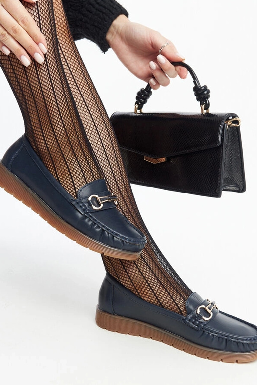 Marineblaue Anisah-Loafer mit Schnalle Marineblaue Anisah-Loafer mit Schnalle