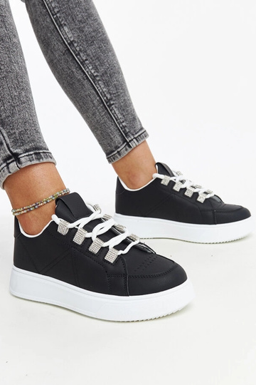 Schwarze Sneaker mit dicker Sohle Walida