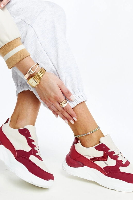 Beige und rote Plateau-Sneakers Nereida
