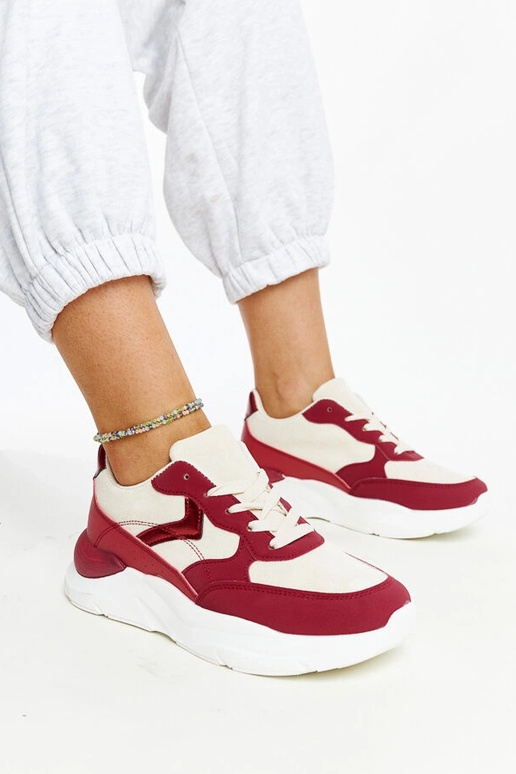 Beige und rote Plateau-Sneakers Nereida