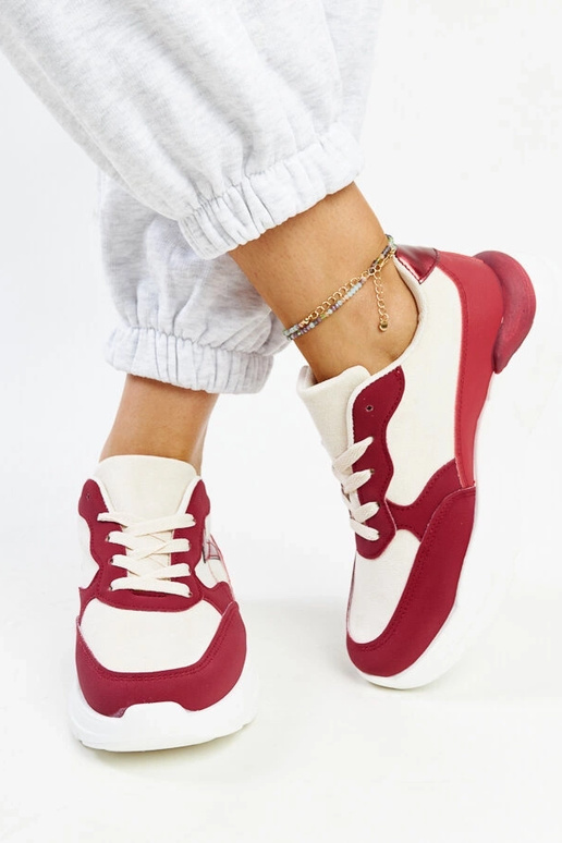 Beige und rote Plateau-Sneakers Nereida