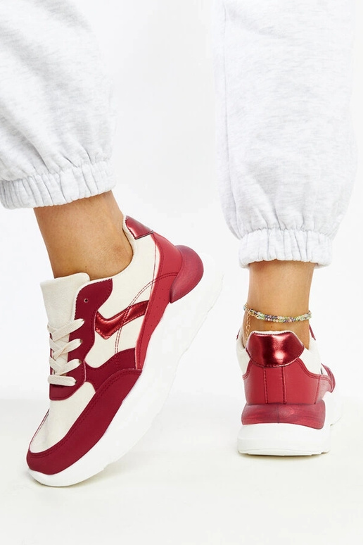 Beige und rote Plateau-Sneakers Nereida