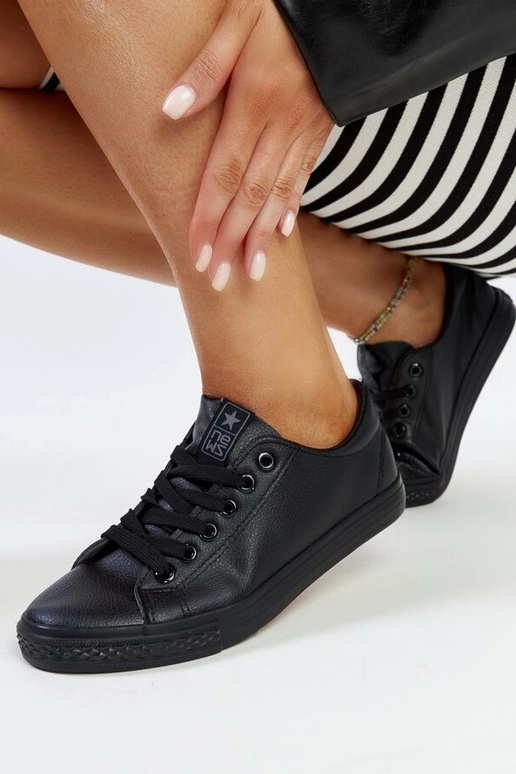 Schwarze Sneakers Luz aus Ökoleder