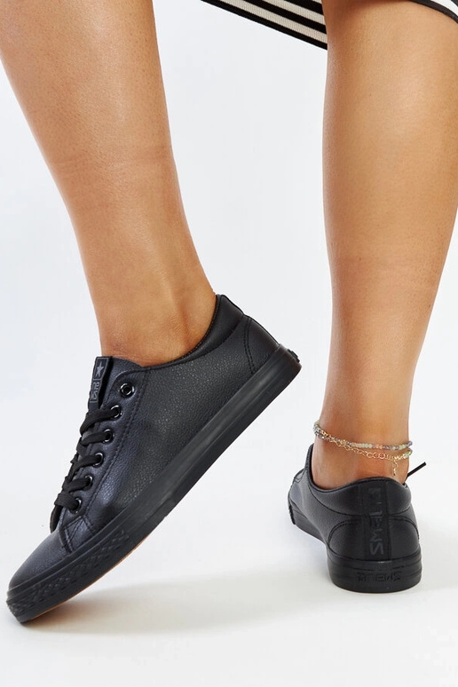 Schwarze Sneakers Luz aus Ökoleder