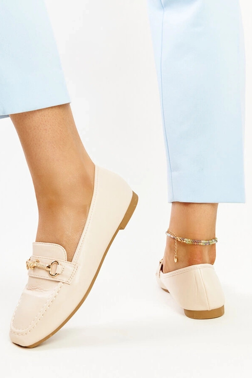 Hellbeige dekorative Loafer von Docherty