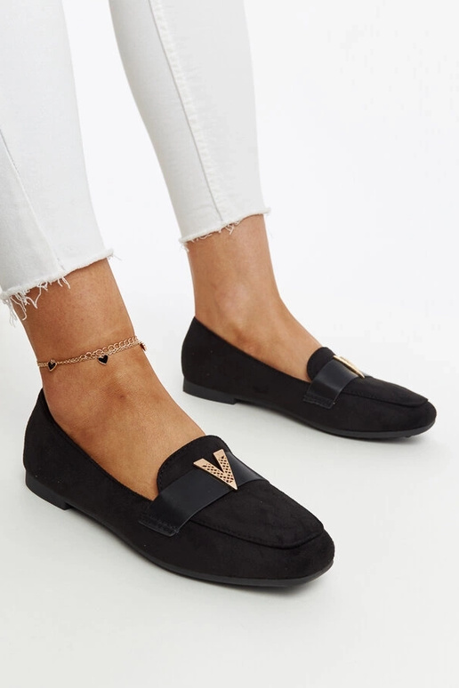Schwarze Loafer mit Namal-Dekoration
