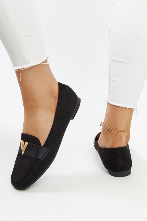 Schwarze Loafer mit Namal-Dekoration