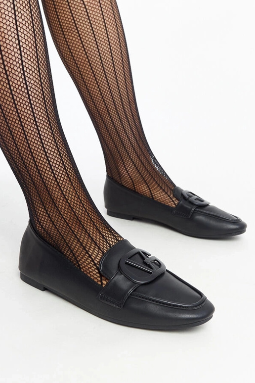 Schwarze Mokassins mit Delgi-Schnalle