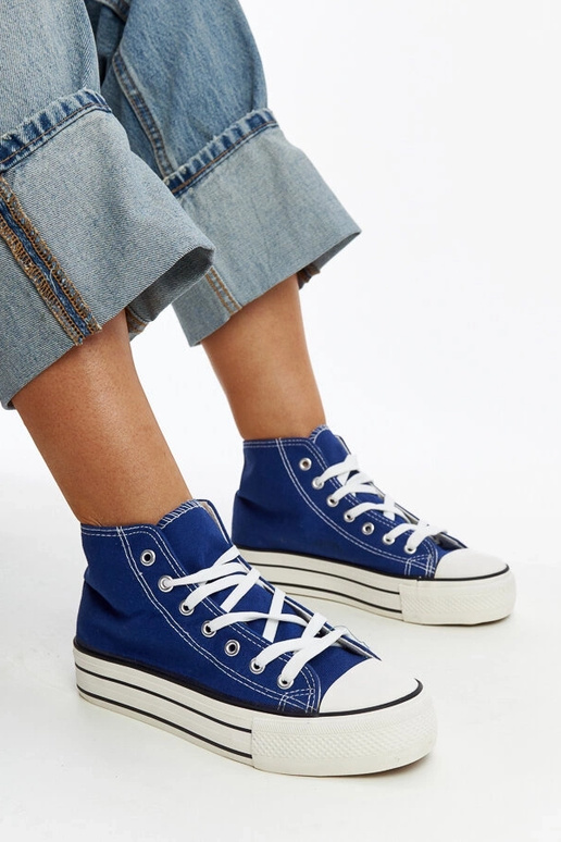 Blaue High-Top-Sneaker mit dicker...