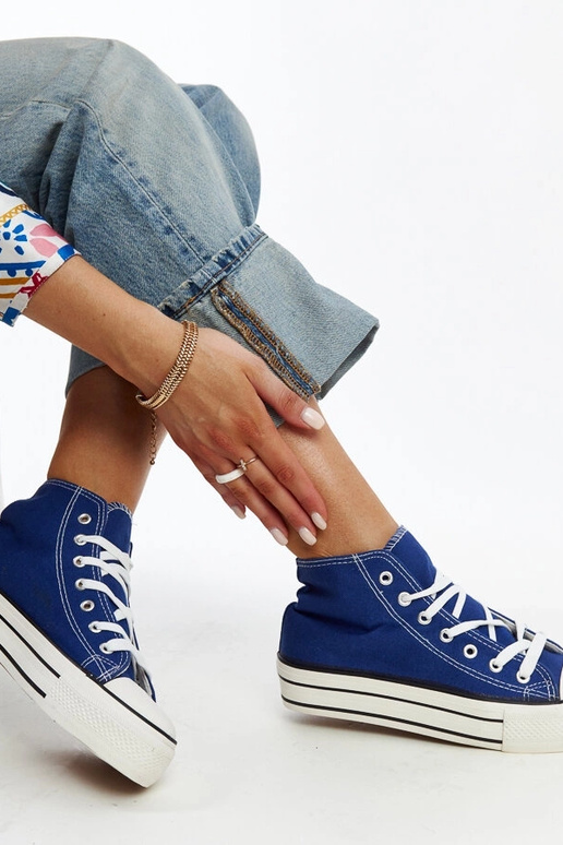 Blaue High-Top-Sneaker mit dicker...