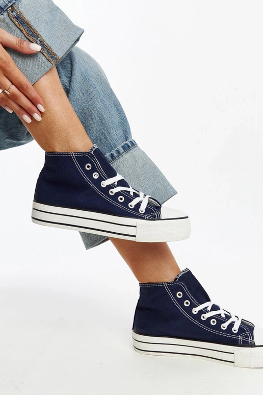 Marineblaue High-Top-Sneaker mit...