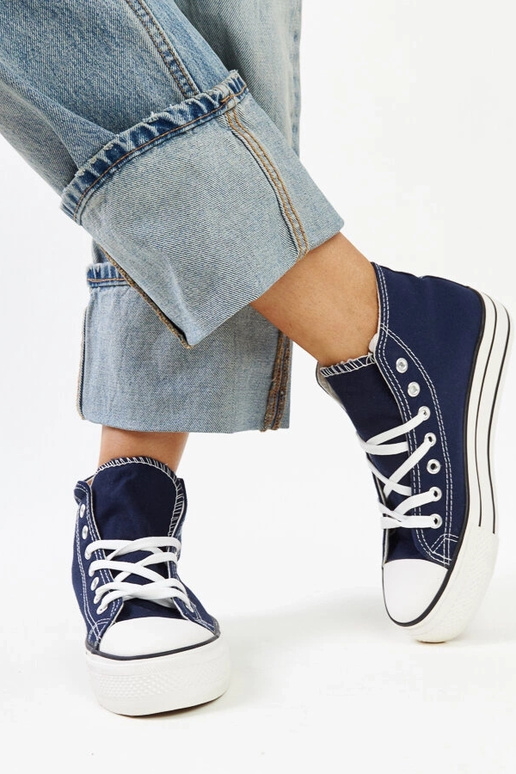 Marineblaue High-Top-Sneaker mit...