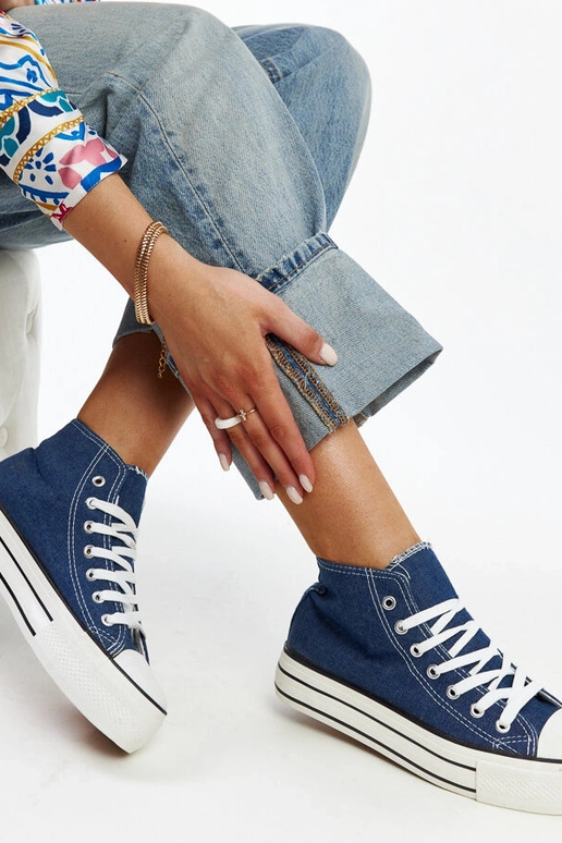 Denim High-Top-Sneaker mit dicker...