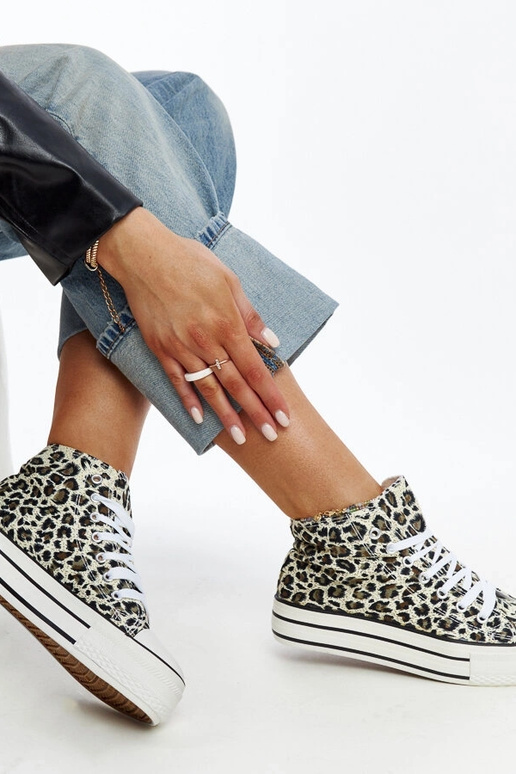 Hohe Leoparden-Sneaker mit dicker...