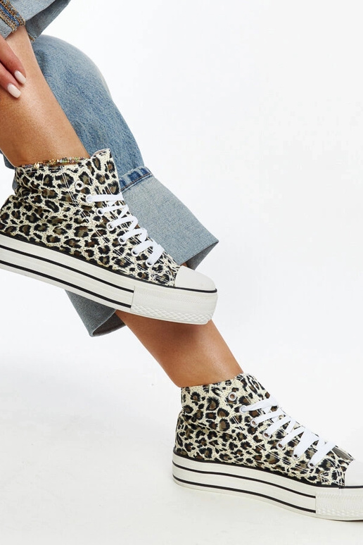 Hohe Leoparden-Sneaker mit dicker...