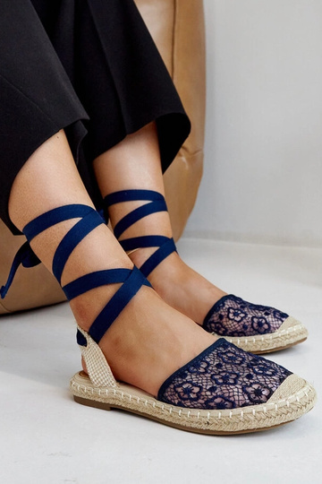 Teha – Espadrilles mit offener Spitze in Marineblau