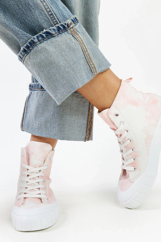 Raissa – Hohe Sneaker aus Stoff in Rosa